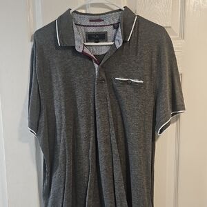 Ted Baker Charcoal Polo Shirt with White Accents